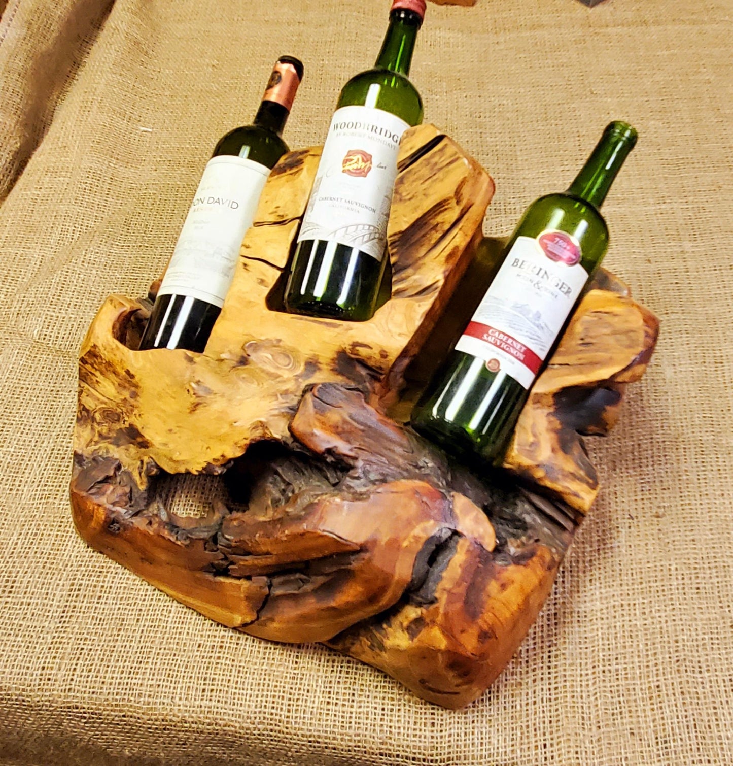 Reclaimed Wood Wine Bottle Holder - 3 Bottles