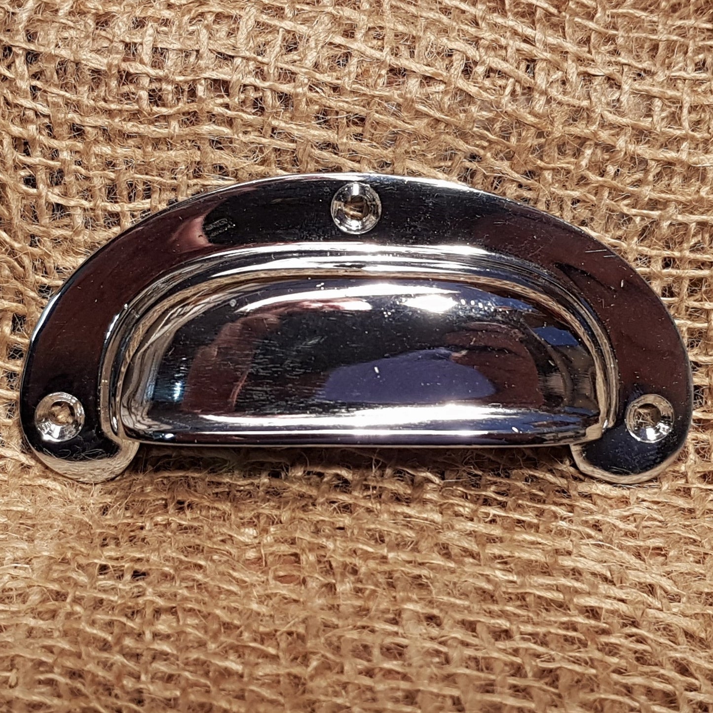 Round Lipped Cup Pull Handle - Chrome on Brass - Spearhead Collection - Cup Pull Handles - Brass, Drawer Hardware, Hardware, Pull Handles