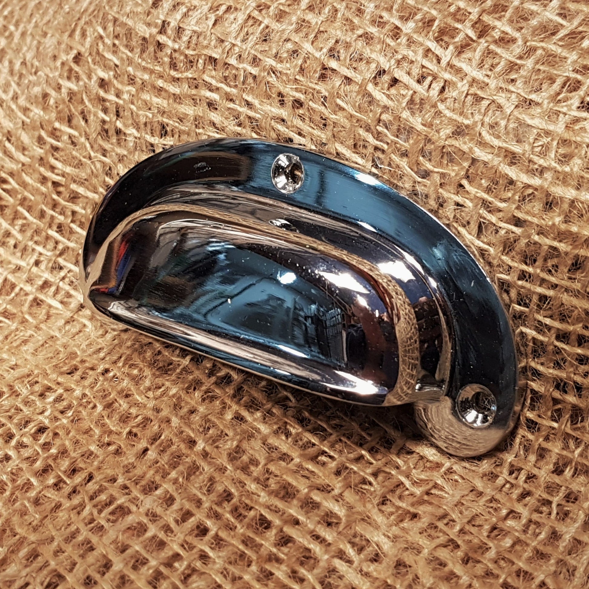 Round Lipped Cup Pull Handle - Chrome on Brass - Spearhead Collection - Cup Pull Handles - Brass, Drawer Hardware, Hardware, Pull Handles