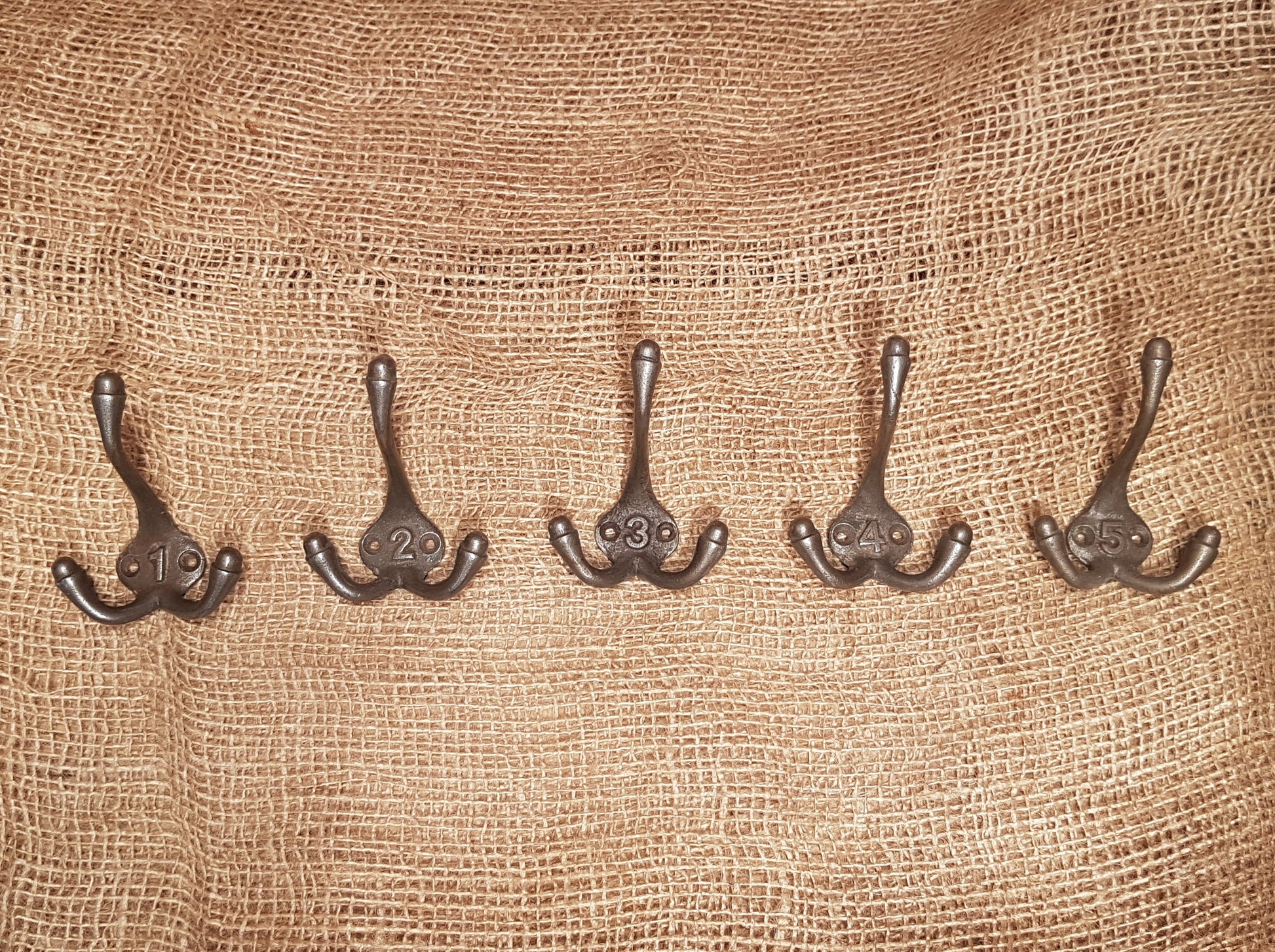 Triple Robe Hooks - Numbered set 1-5 - Spearhead Collection - Triple Robe Hooks - Triple Hooks