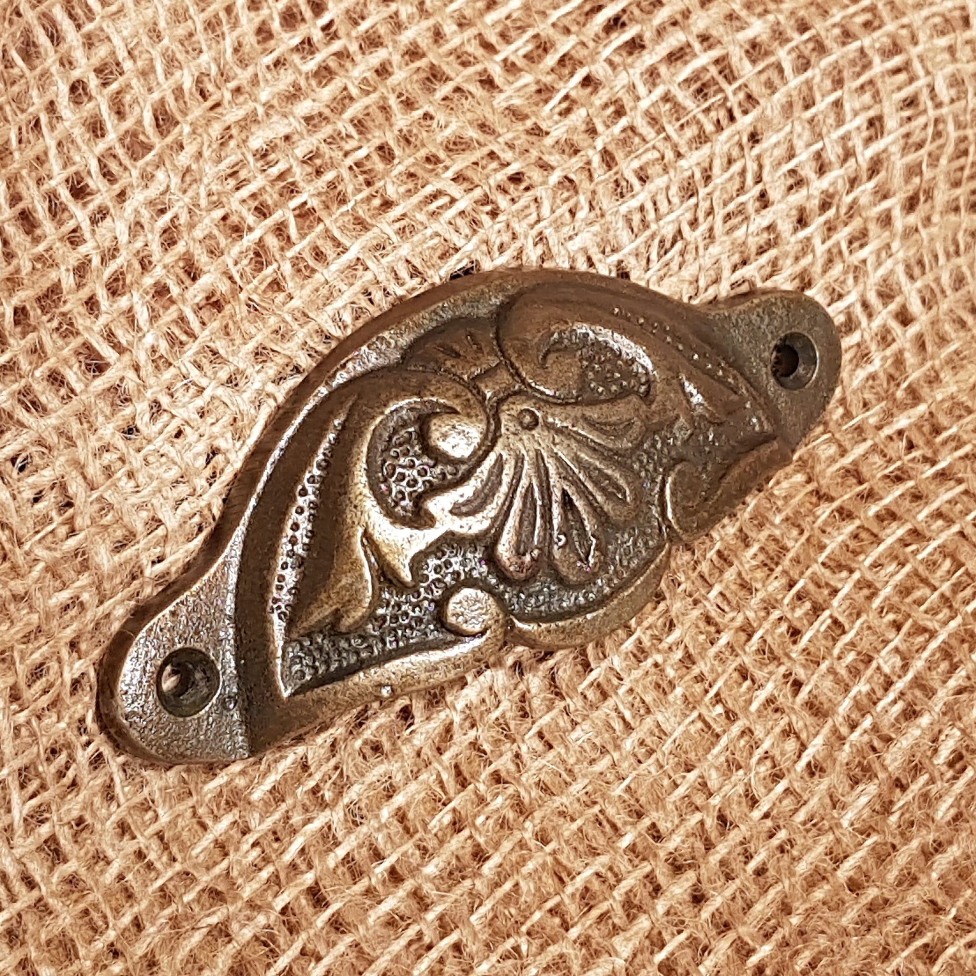 Fancy Slim Design - Antique Brass Cup Pull Handle - Spearhead Collection - Cup Pull Handles - Brass, Drawer Hardware, Hardware, Pull Handles