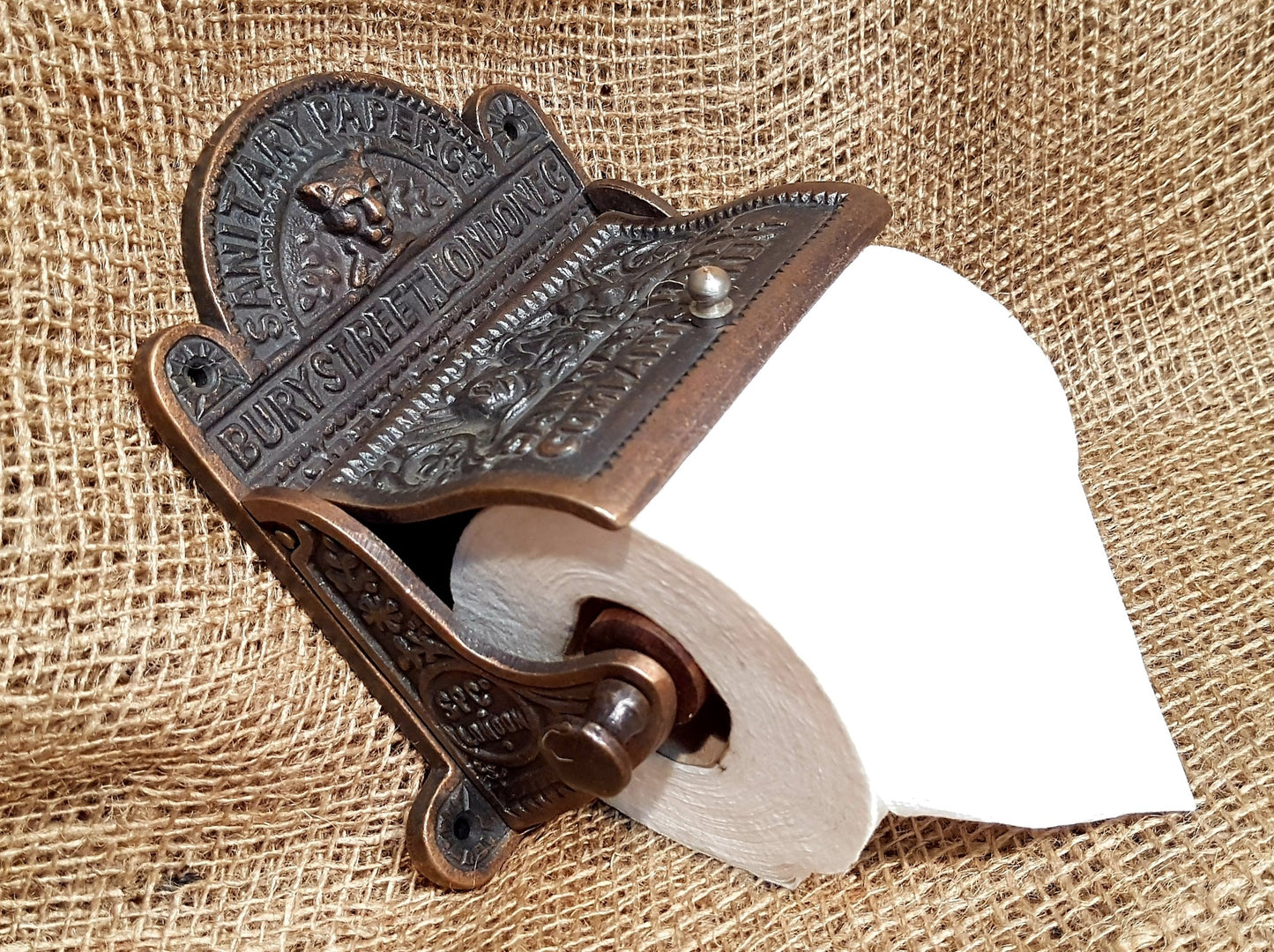 Bury St London Antique Copper Toilet Paper Holder - Spearhead Collection - Toilet Paper Holders - Bathroom Decor, Copper, Home Decor, Made in England, Toilet Paper Holders, Victorian