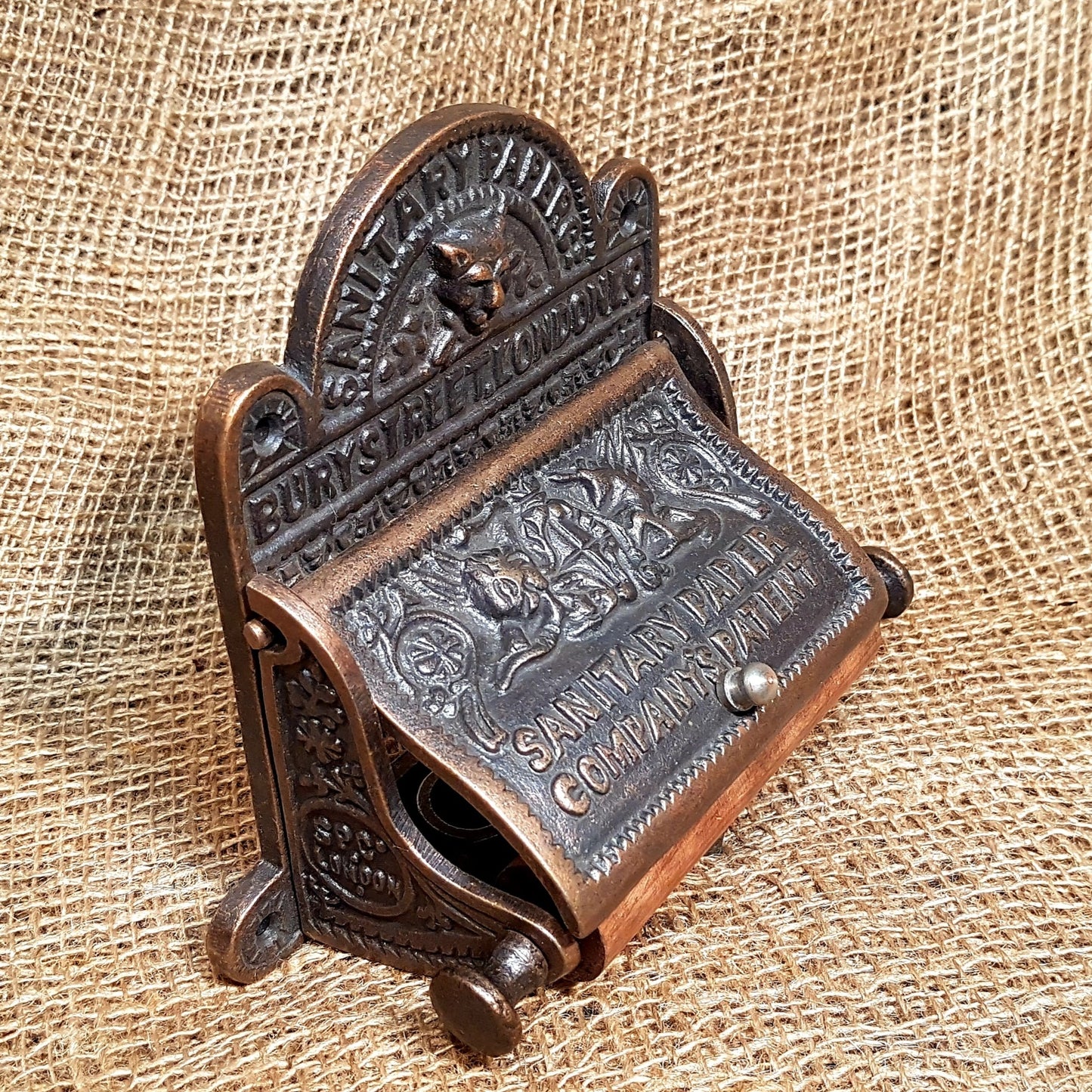 Bury St London Antique Copper Toilet Paper Holder - Spearhead Collection - Toilet Paper Holders - Bathroom Decor, Copper, Home Decor, Made in England, Toilet Paper Holders, Victorian