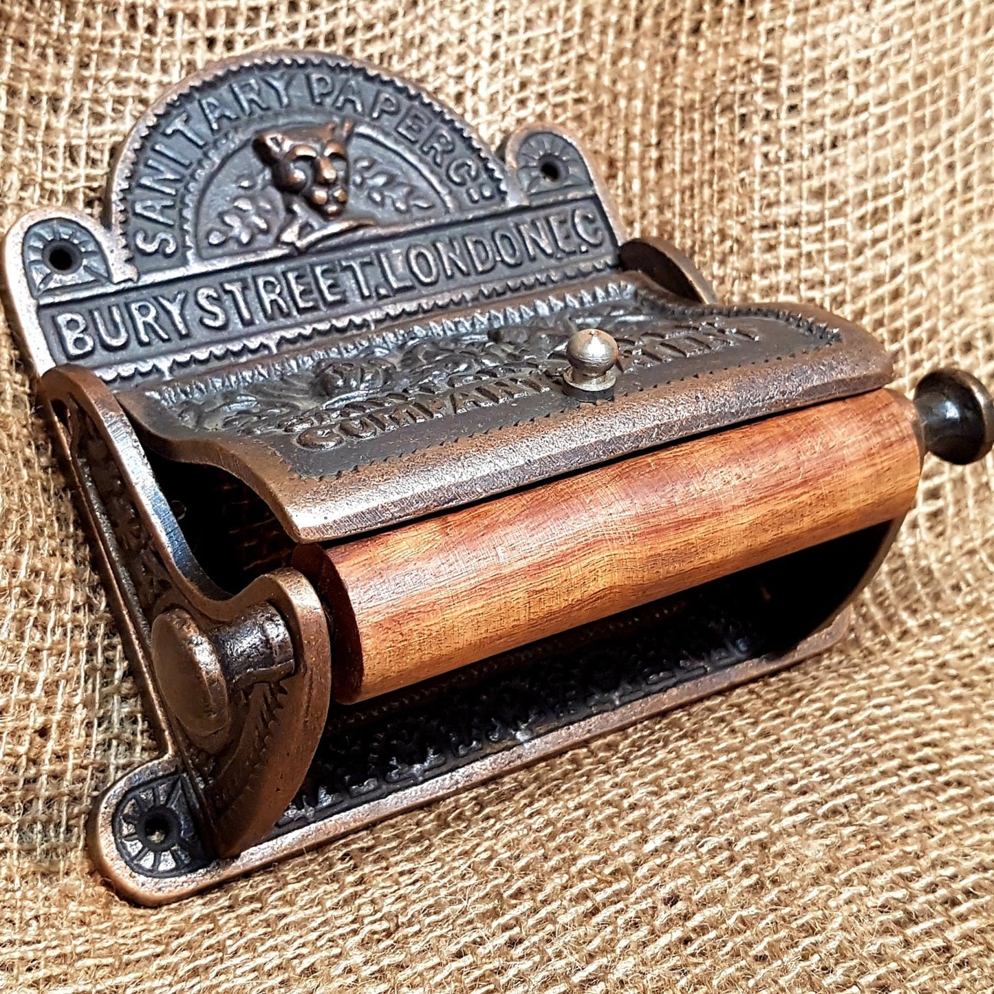 Bury St London Antique Copper Toilet Paper Holder - Spearhead Collection - Toilet Paper Holders - Bathroom Decor, Copper, Home Decor, Made in England, Toilet Paper Holders, Victorian
