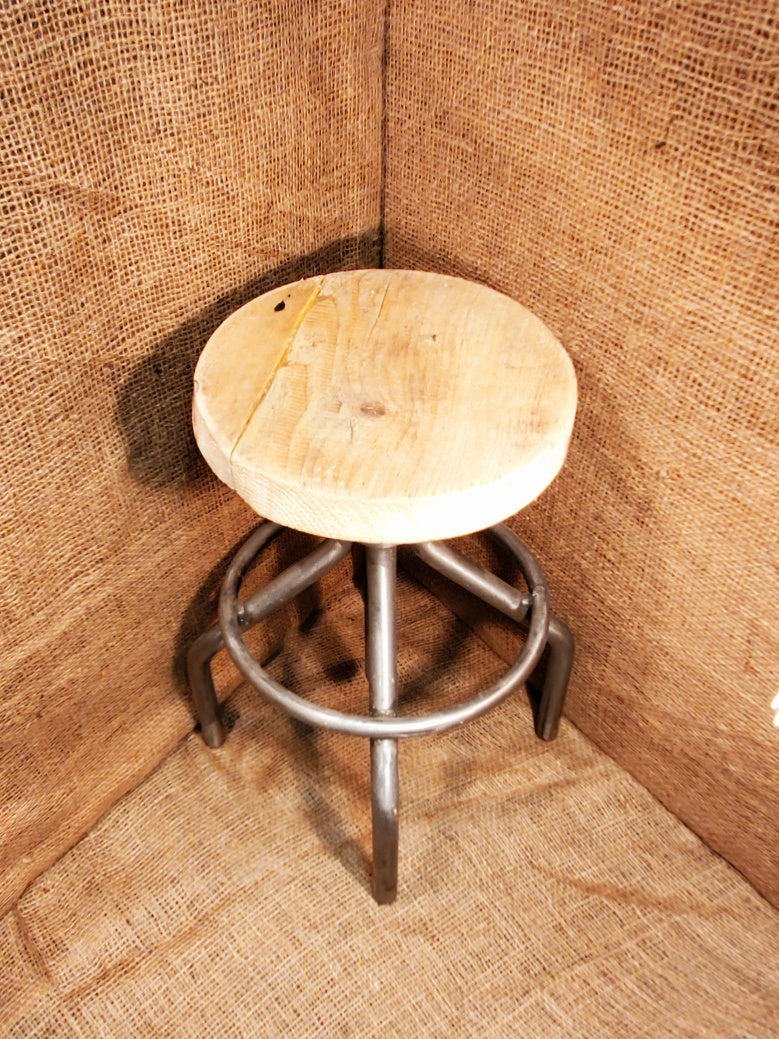 The 'Taylor' Round Base Tubular adjustable Height Stool with top - Spearhead Collection - Stools - Furniture, Industrial, Seating