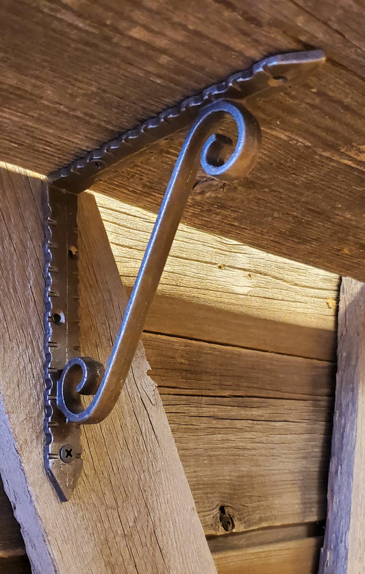 Simple Scroll Bracket - Wrought Antique Iron 6"