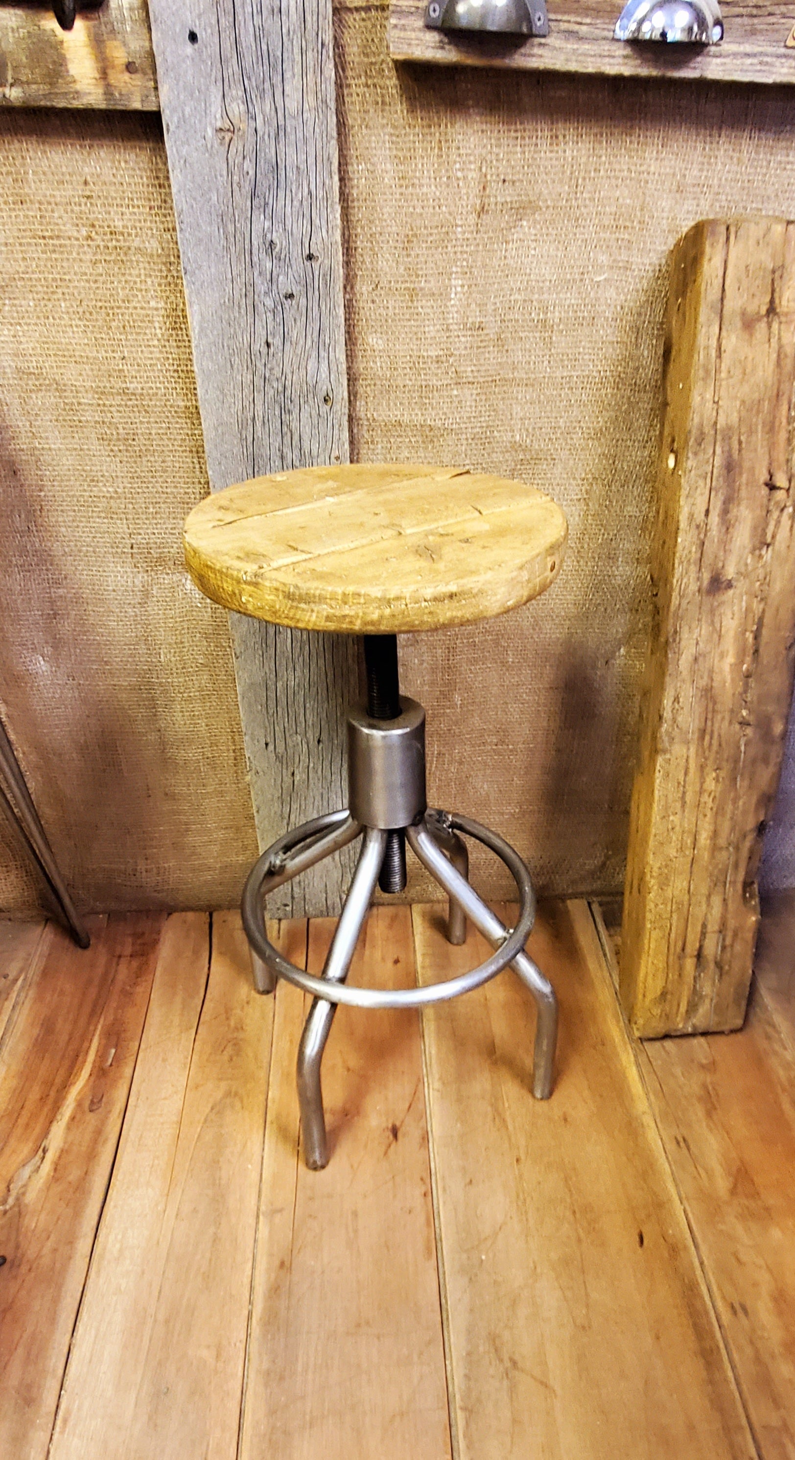 The 'Taylor' Round Base Tubular Adjustable Height Stool (No top) - Spearhead Collection - Stools - Furniture, Industrial, Seating