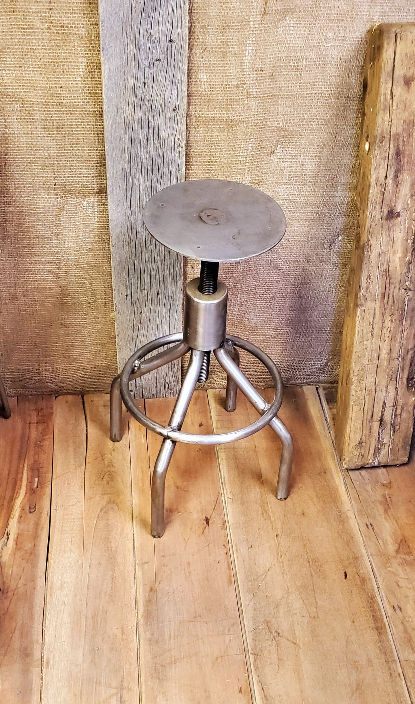The 'Taylor' Round Base Tubular adjustable Height Stool with top - Spearhead Collection - Stools - Furniture, Industrial, Seating