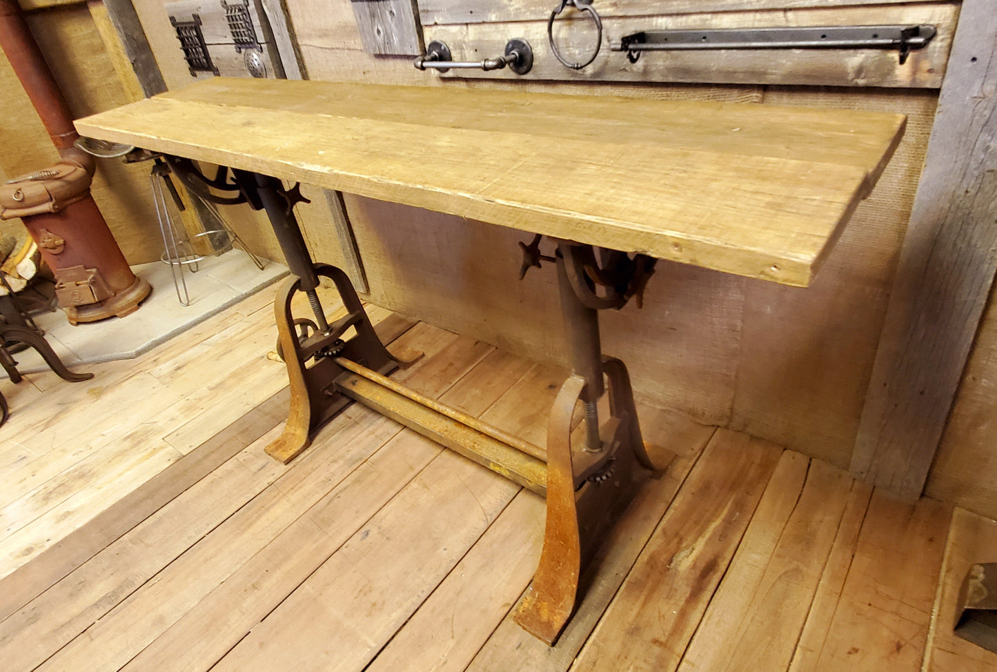 Draughtsman Table - Vintage Industrial, Antique Iron (No Top) - Spearhead Collection - Benches & Tables - Furniture, Re-claimed Wood