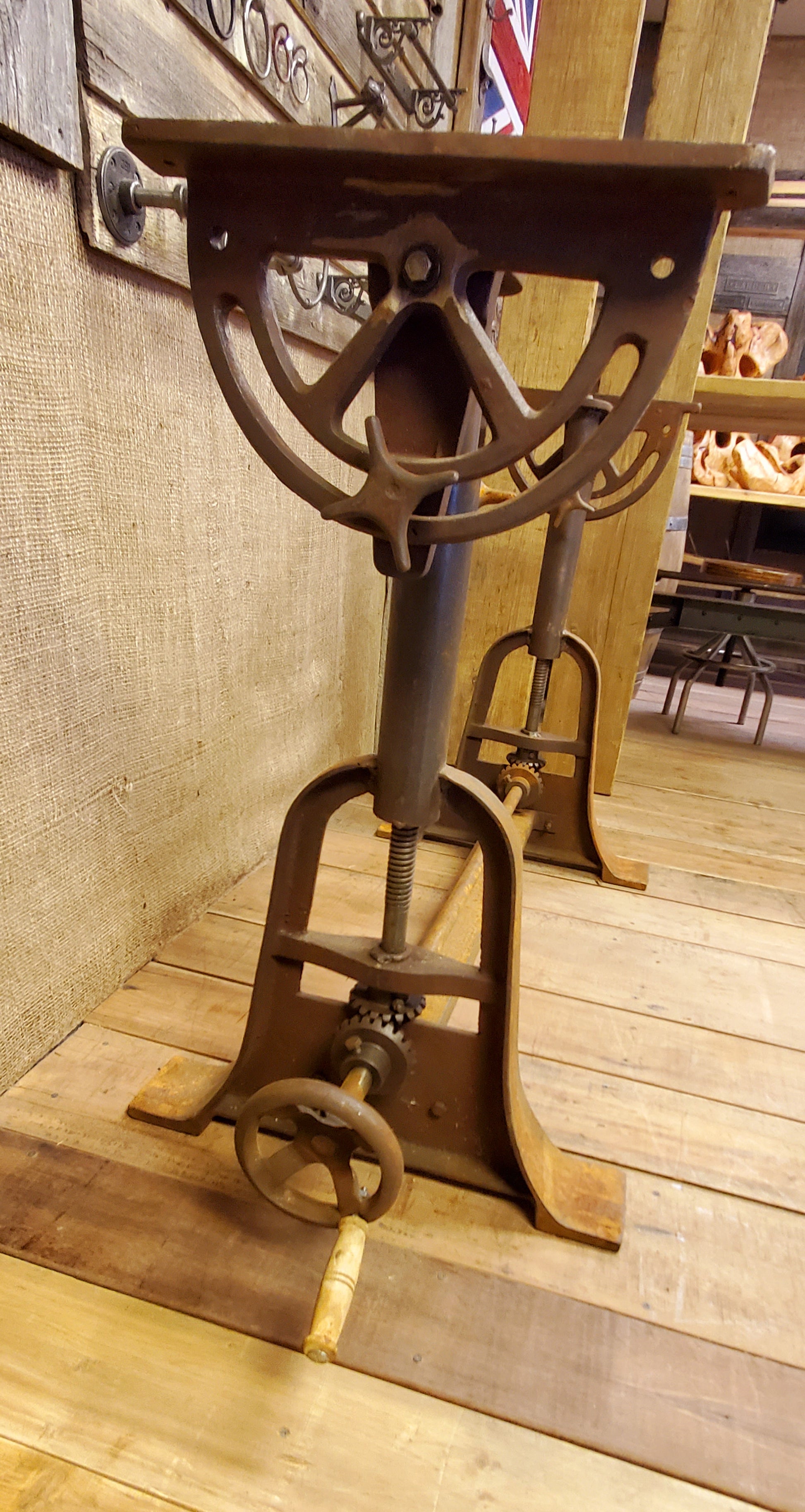 Draughtsman Table - Vintage Industrial, Antique Iron (No Top) - Spearhead Collection - Benches & Tables - Furniture, Re-claimed Wood