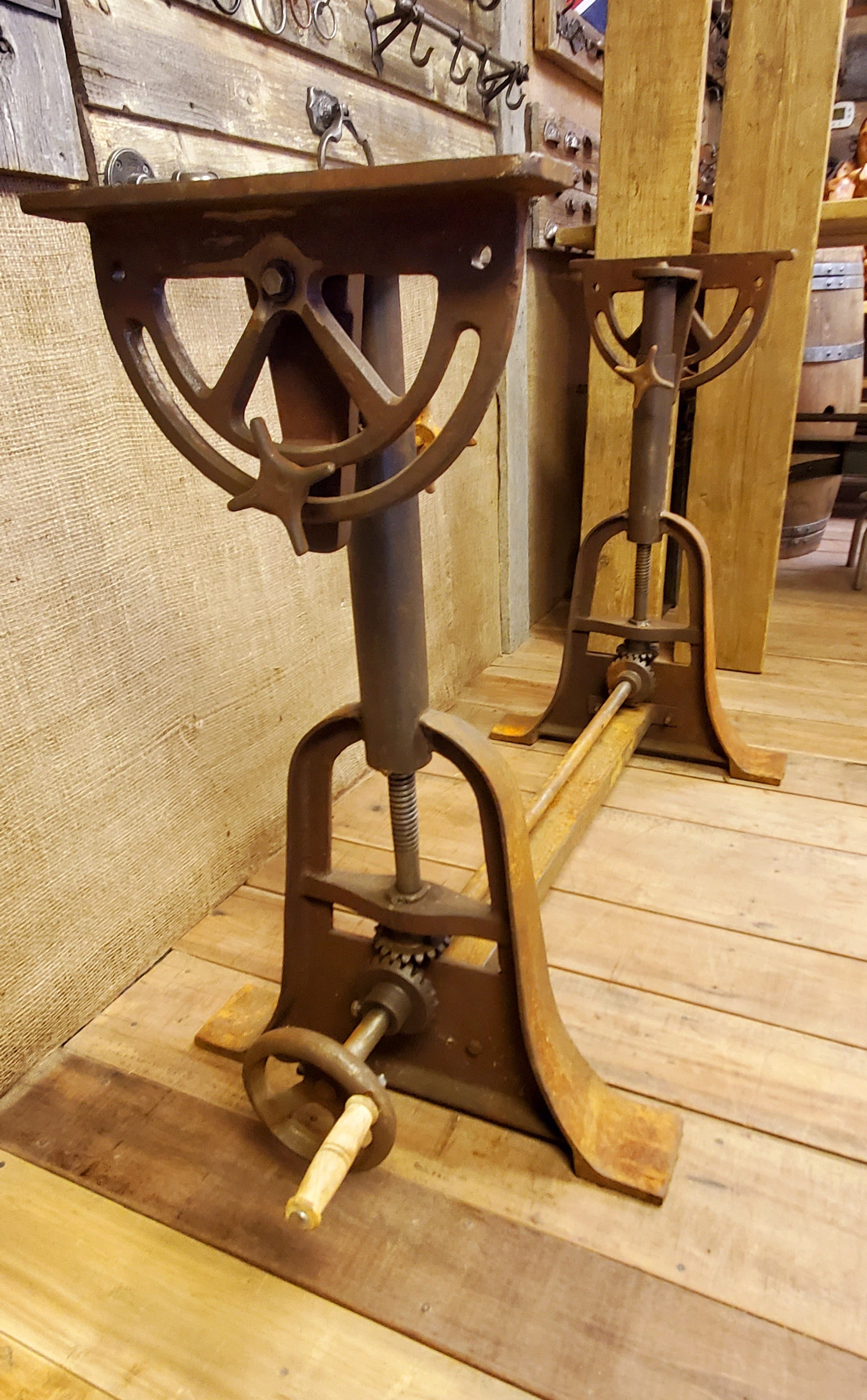 Draughtsman Table - Vintage Industrial, Antique Iron (No Top) - Spearhead Collection - Benches & Tables - Furniture, Re-claimed Wood