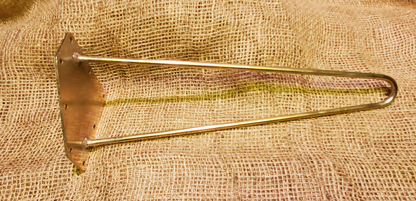 Hairpin Leg 8" Brass 2 Prong - Spearhead Collection - Hairpin Legs - Brass, Home Decor