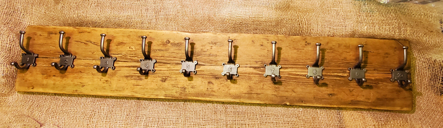 Retro Vintage Numbered 1- 10 Hat & Coat Hook Set - Spearhead Collection - Hat and Coat Hooks - Hardware, Hat and Coat Hooks, Numbered Hooks