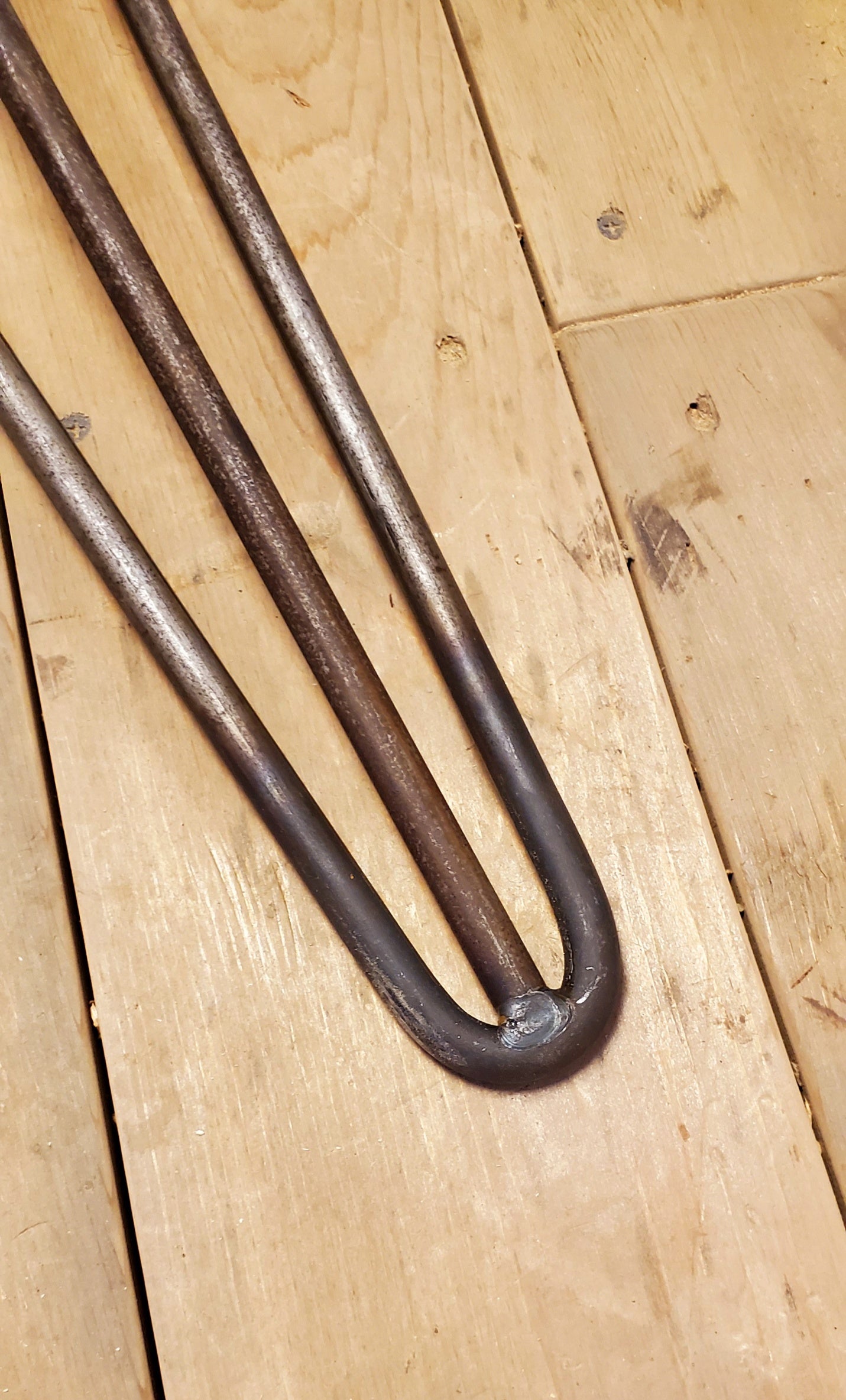 Hairpin Leg 16"  Very Heavy Duty Antique Iron 3 prong - Spearhead Collection - Hairpin Legs - Hairpin Legs, Hardware, Home Decor, Industrial, Millwork Hardware