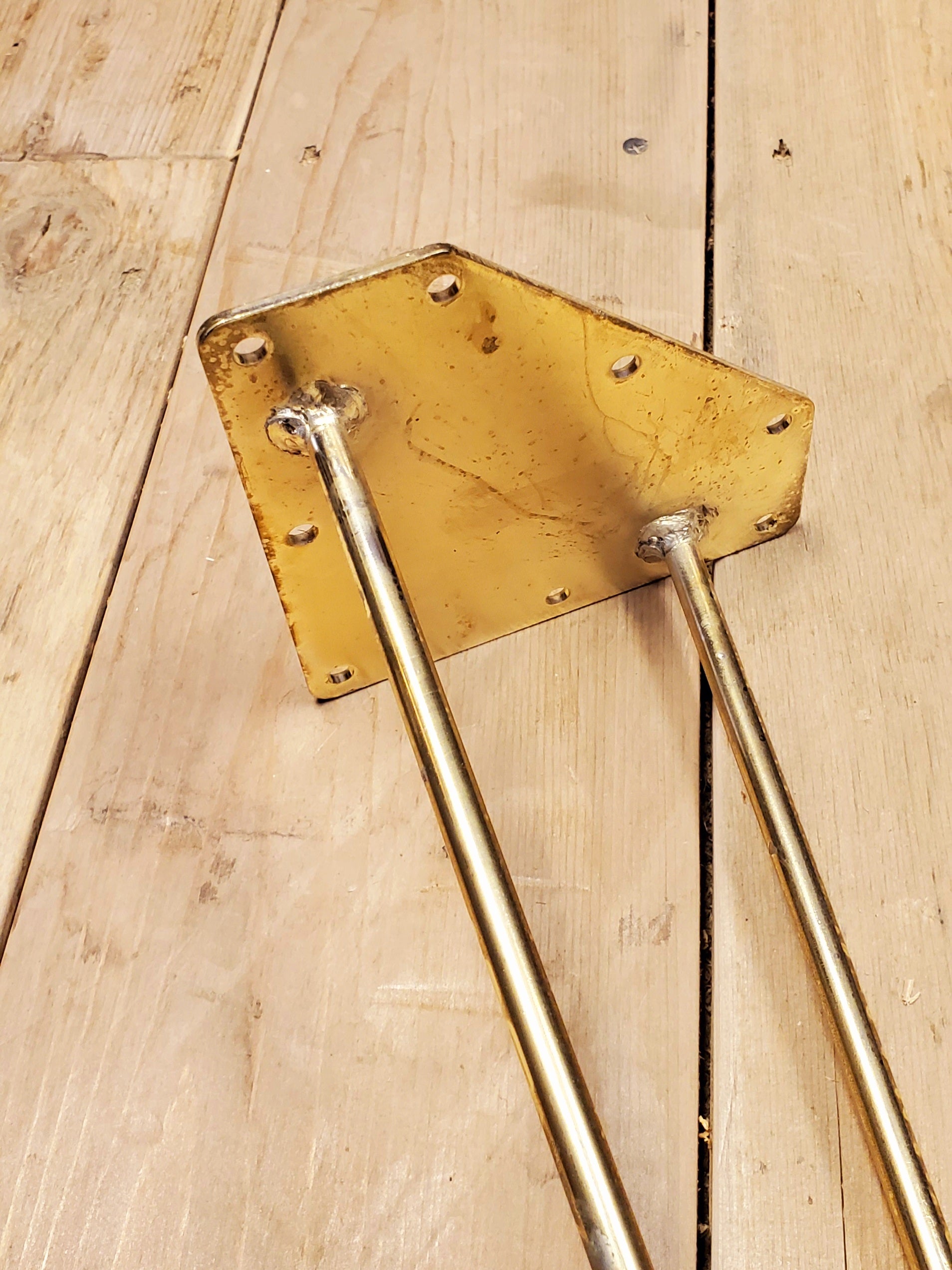 Hairpin Leg 8" Brass 2 Prong - Spearhead Collection - Hairpin Legs - Brass, Home Decor