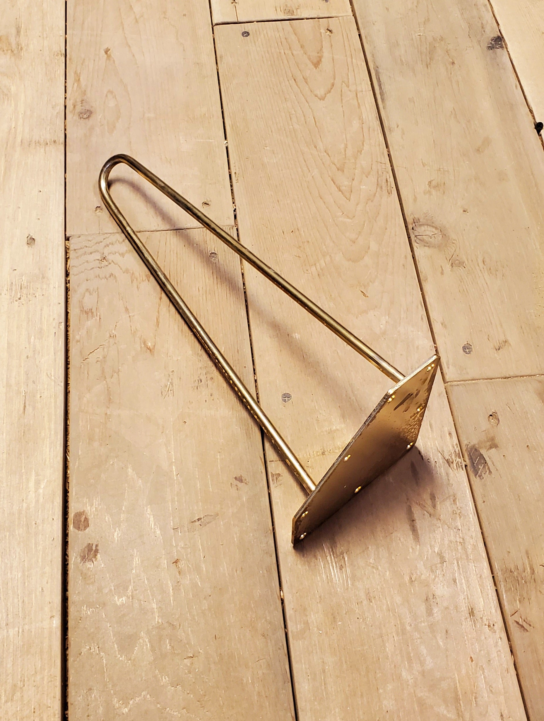 Hairpin Leg 8" Brass 2 Prong - Spearhead Collection - Hairpin Legs - Brass, Home Decor