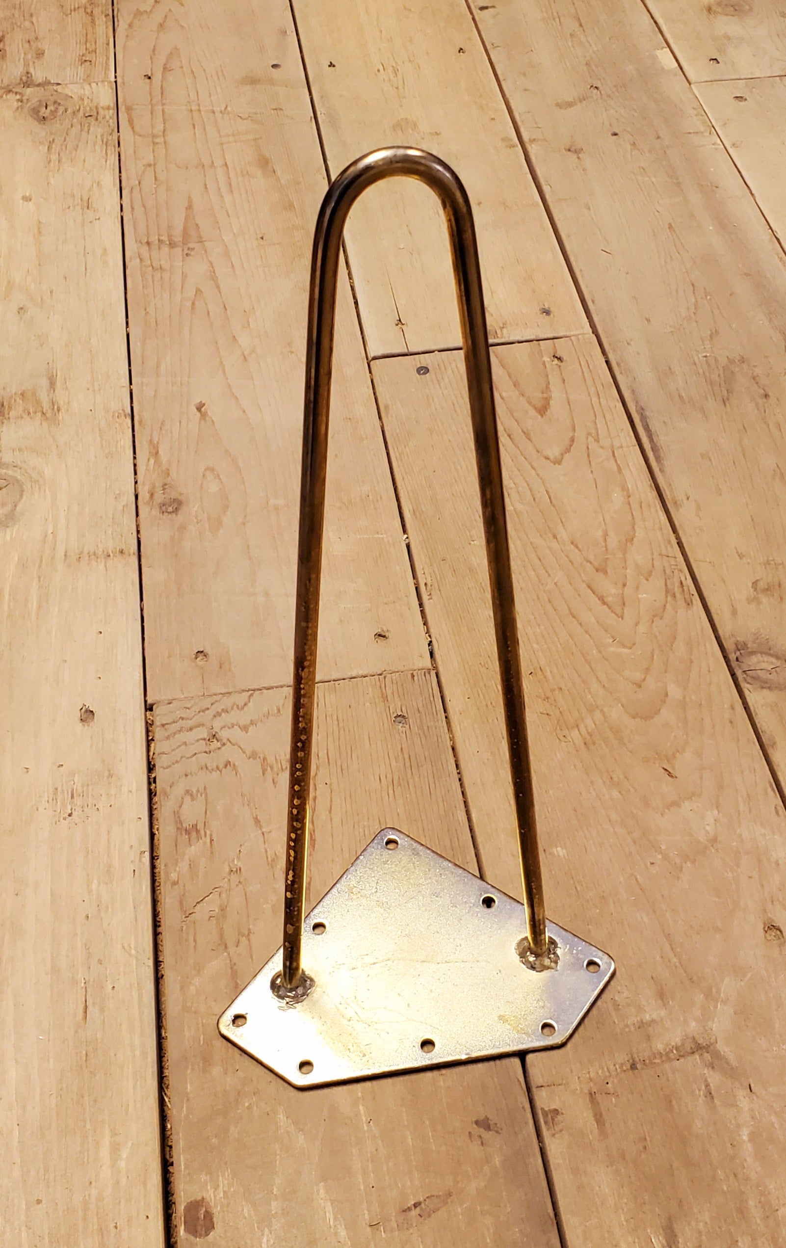 Hairpin Leg 8" Brass 2 Prong - Spearhead Collection - Hairpin Legs - Brass, Home Decor