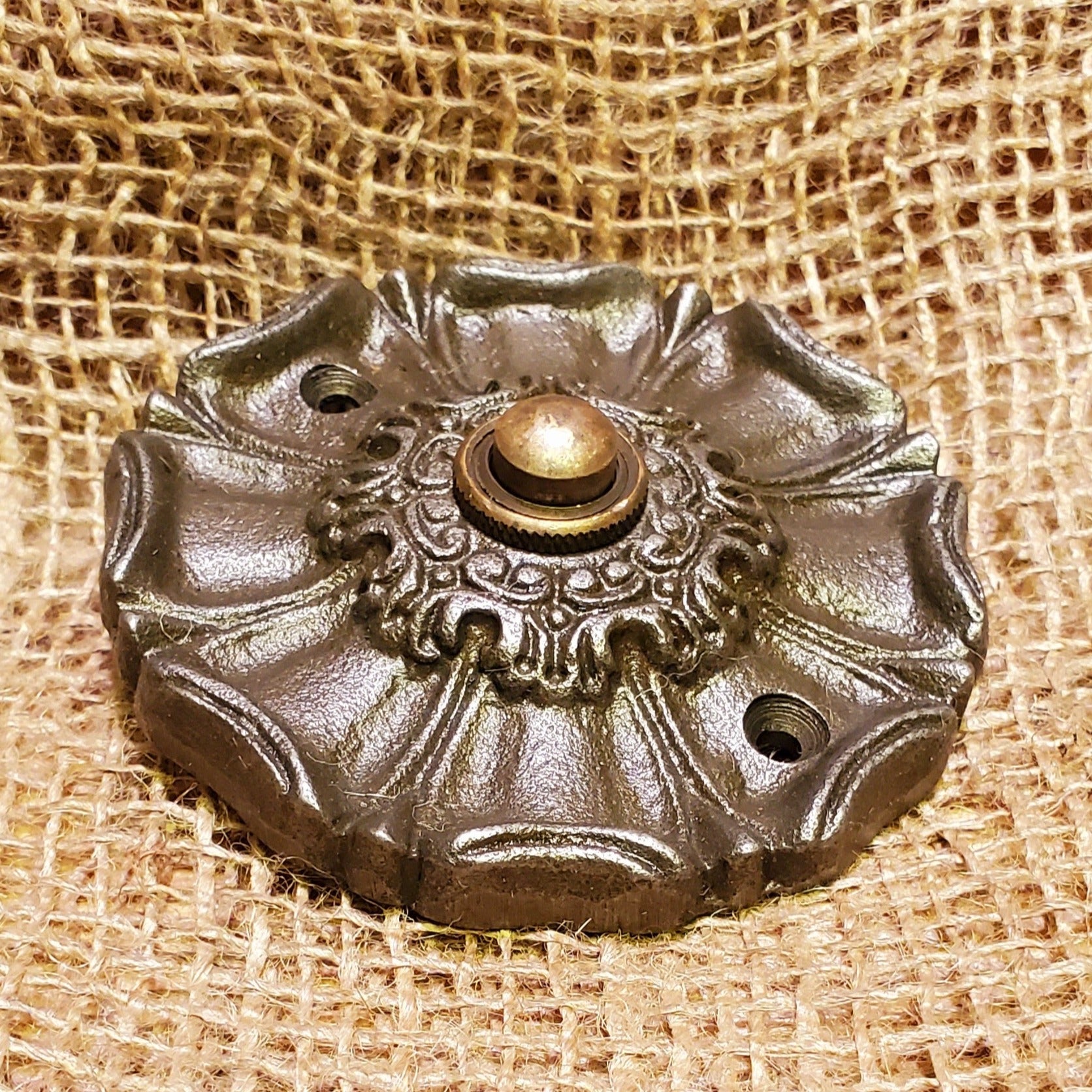Door Bell Push - Eppleworth Antique Iron - Spearhead Collection - Door & Gate Entryway Hardware - Door Bells, Entryway Hardware, Exterior Decor