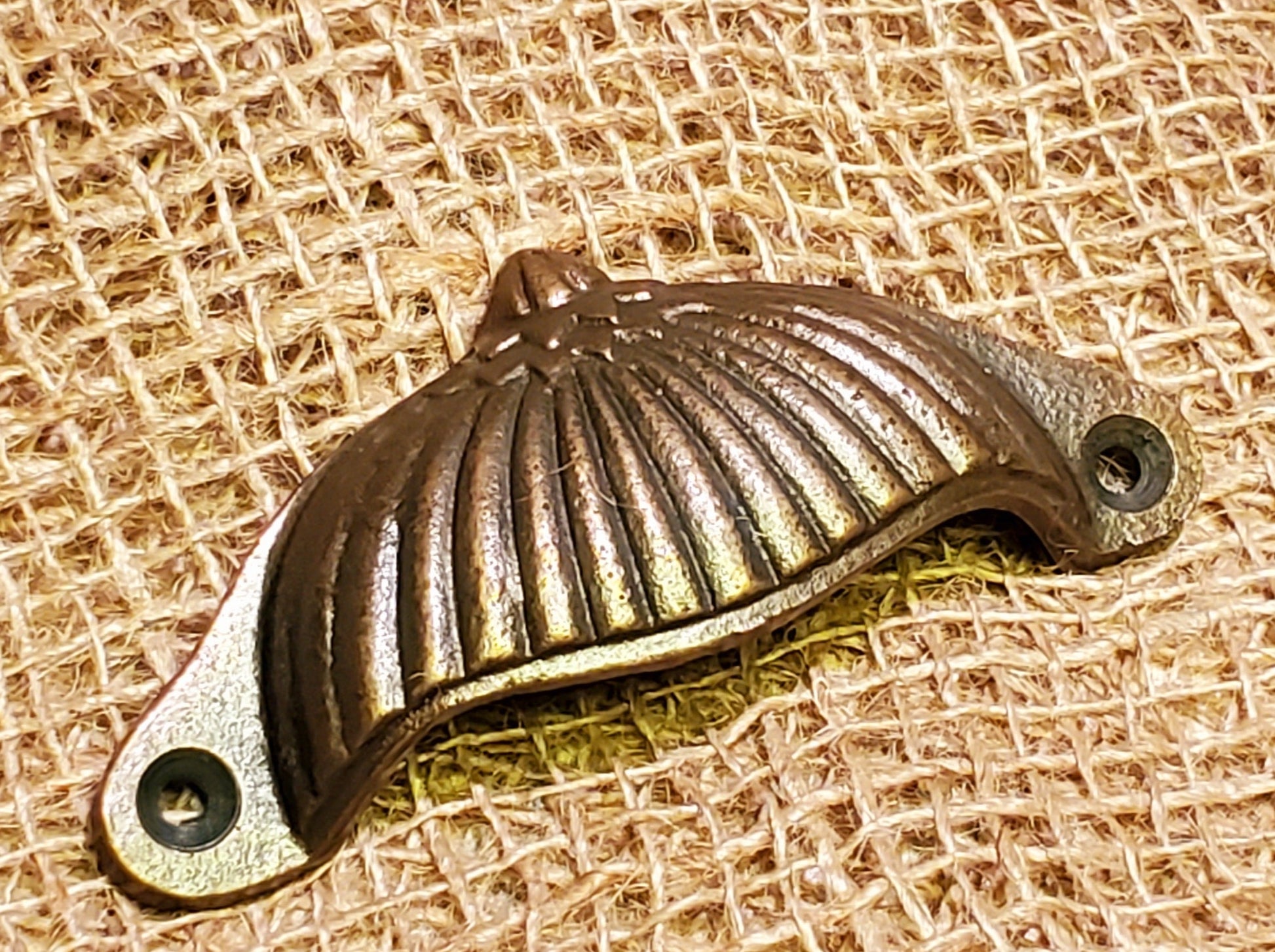 Ridged Sunrise Design - Antique Brass - Spearhead Collection - Cup Pull Handles - Brass, Cabinet Hardware, Drawer Hardware, Pull Handles