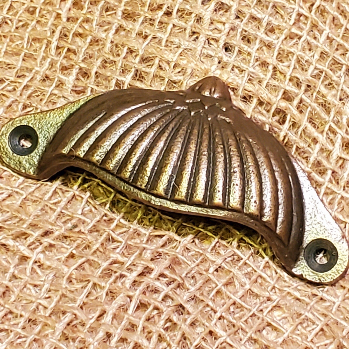 Ridged Sunrise Design - Antique Brass - Spearhead Collection - Cup Pull Handles - Brass, Cabinet Hardware, Drawer Hardware, Pull Handles