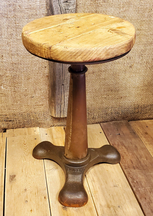 The 'Singer' Adjustable height Stool with wood top