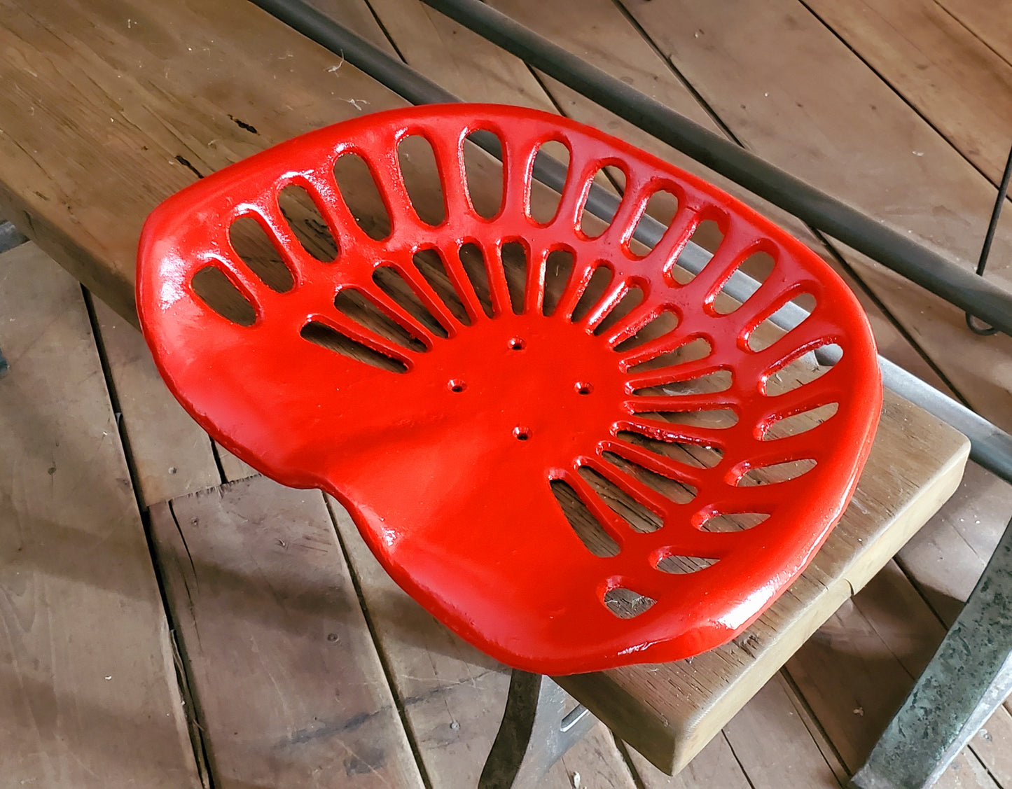 Tractor Seat - Cast Iron Painted Red - Spearhead Collection - Stools - 