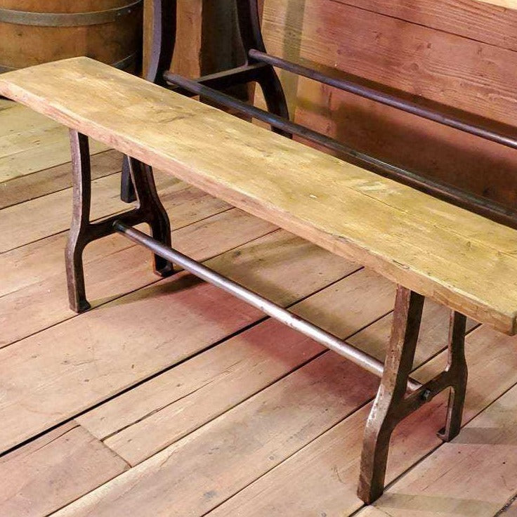 Abbot - 36" Antique Iron Bench with Reclaimed Wood Top - Spearhead Collection - Benches & Tables - Benches Stools & Tables, Exterior Decor