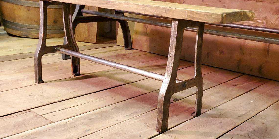 Abbot  - 48" Antique Iron Bench Metal Components Only - (No Top) - Spearhead Collection - Benches & Tables - Benches Stools & Tables
