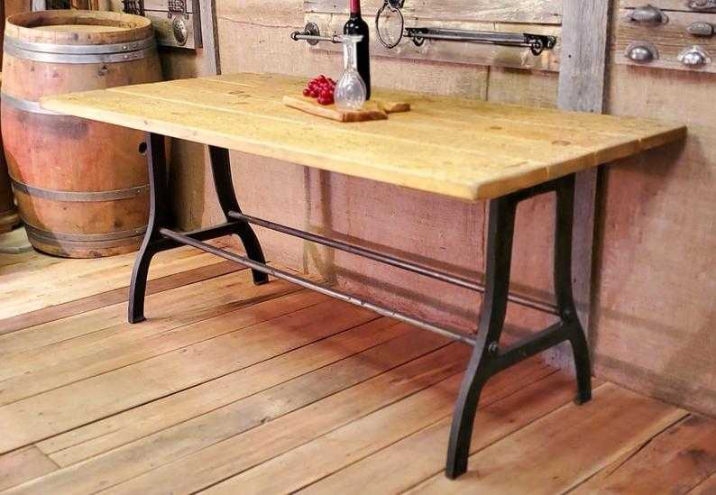 Abbot - 72" Antique Iron Table with Reclaimed Wood Top - Spearhead Collection - Benches & Tables - Benches Stools & Tables, Reclaimed Barn Wood Furniture