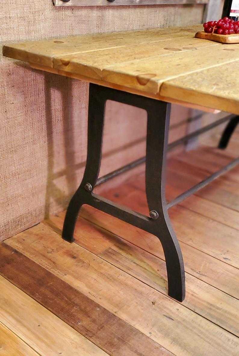 Abbot - 72" Antique Iron Table with Reclaimed Wood Top - Spearhead Collection - Benches & Tables - Benches Stools & Tables, Reclaimed Barn Wood Furniture