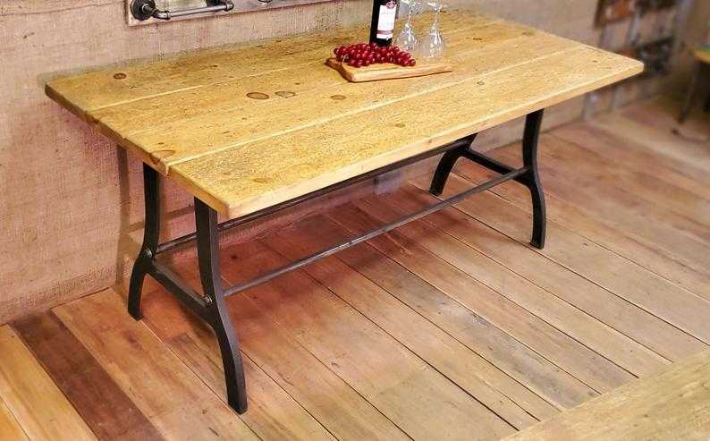 Abbot - 72" Antique Iron Table with Reclaimed Wood Top - Spearhead Collection - Benches & Tables - Benches Stools & Tables, Reclaimed Barn Wood Furniture