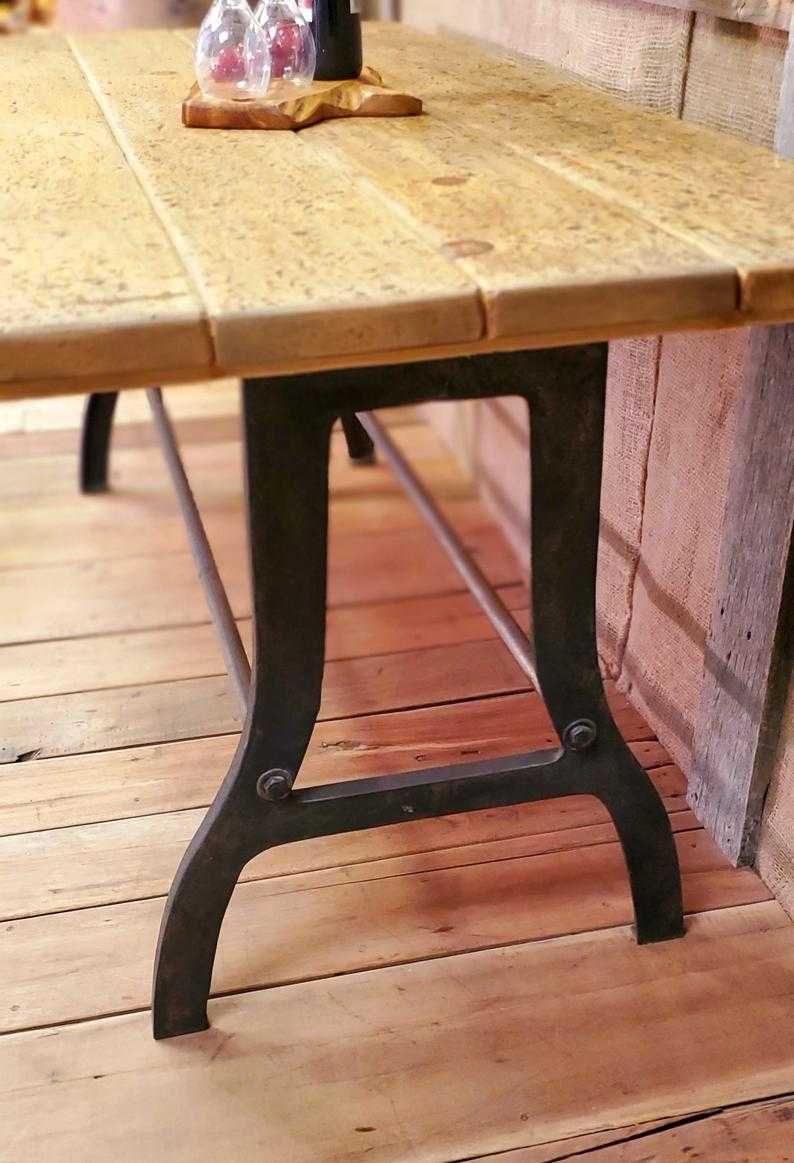 Abbot - 72" Antique Iron Table with Reclaimed Wood Top - Spearhead Collection - Benches & Tables - Benches Stools & Tables, Reclaimed Barn Wood Furniture