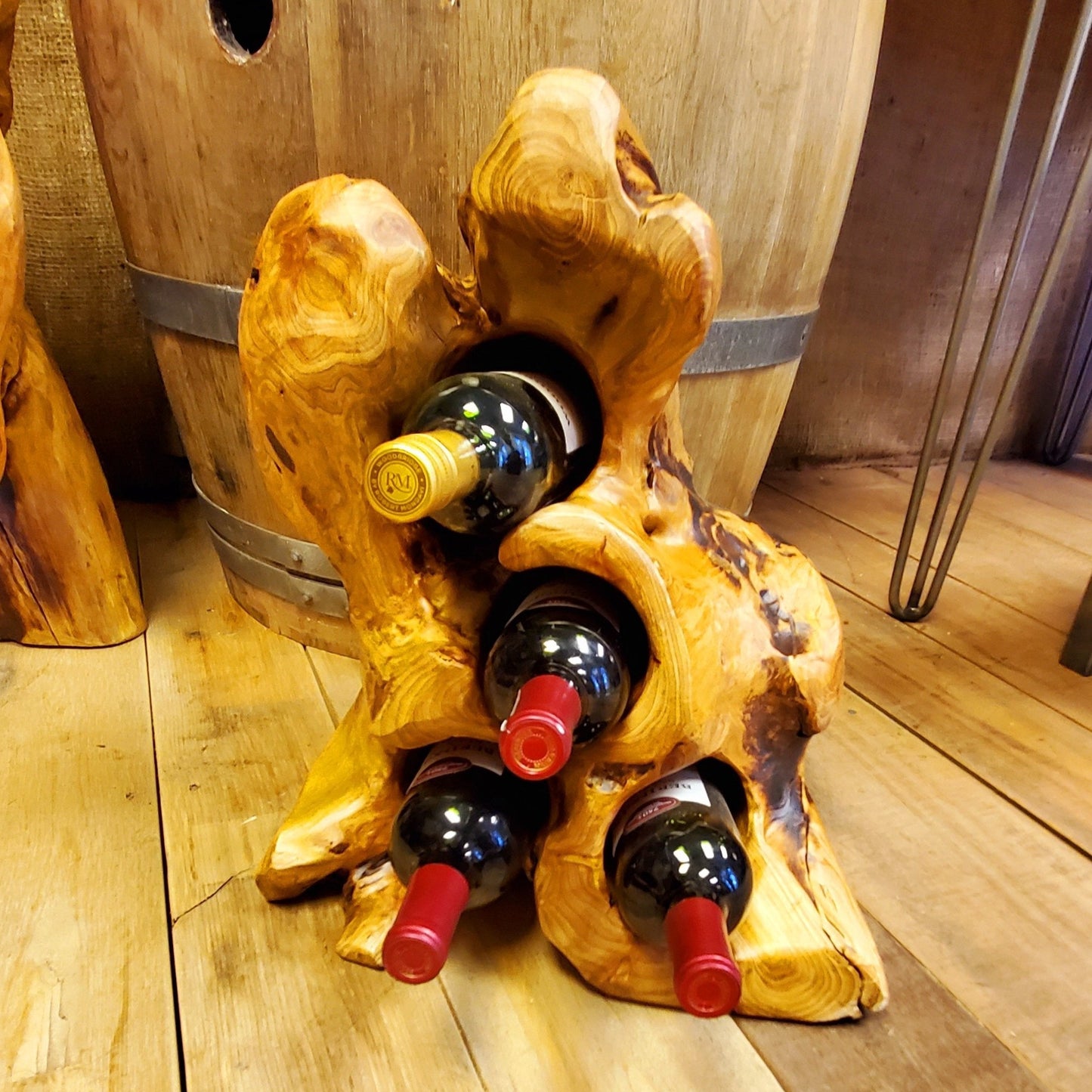 Reclaimed Wood Wine Bottle Holder 4 bottles