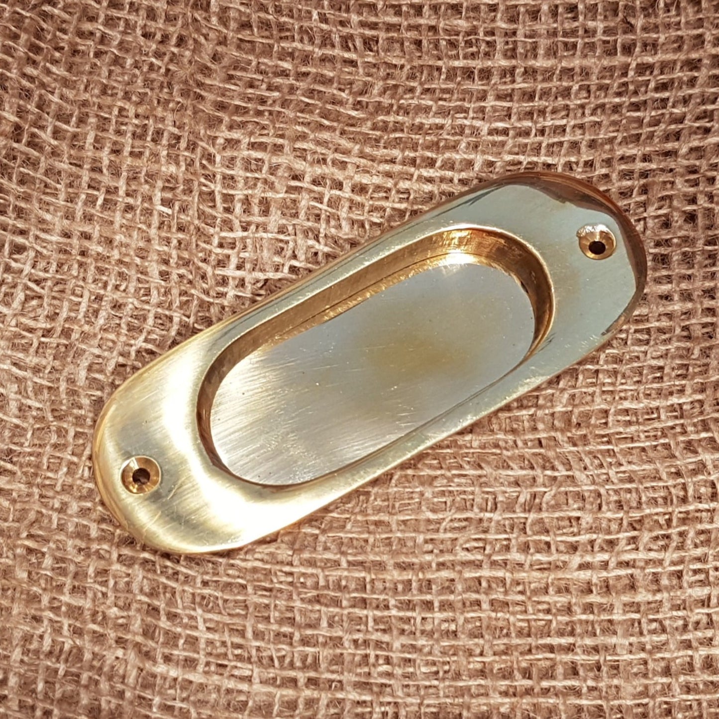 Round End - Brass 5" Inset Flush Pull Handle - Spearhead Collection - Flush Pull Handles - Barn Door Hardware, Brass, Door Hardware, Flush Pull Handles, Handles, Inset Flush Pull Handles