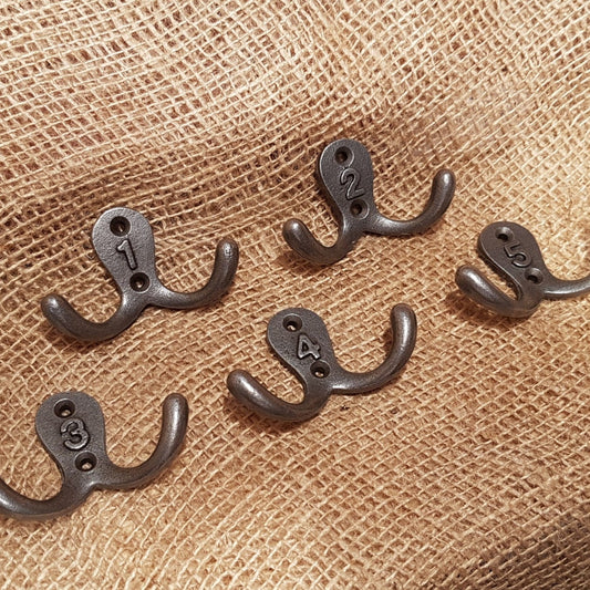 Double Robe Hooks - Numbered Set 1-5 - Spearhead Collection - Double Robe Hooks - Double Hooks, Hardware, Hooks, Sets