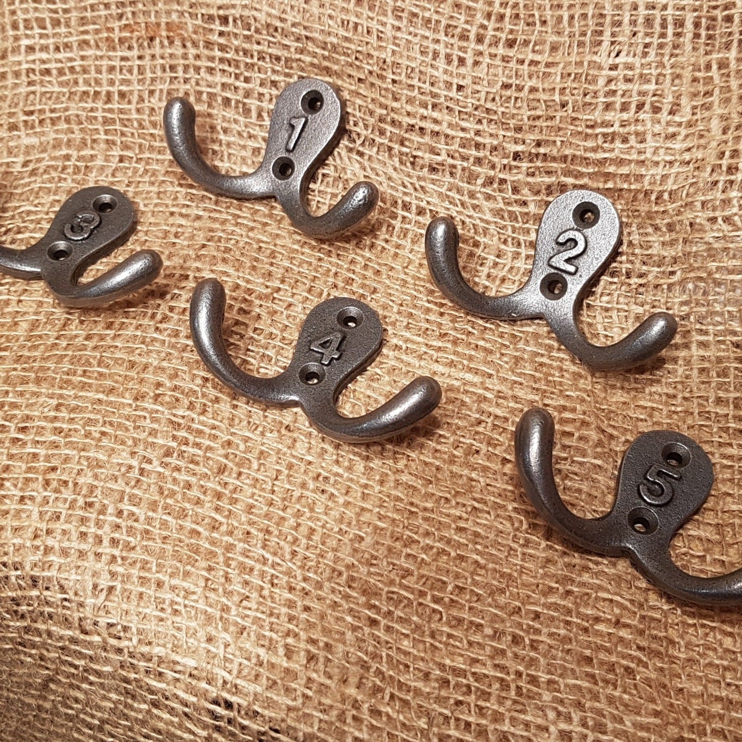 Double Robe Hooks - Numbered Set 1-5 - Spearhead Collection - Double Robe Hooks - Double Hooks, Hardware, Hooks, Sets
