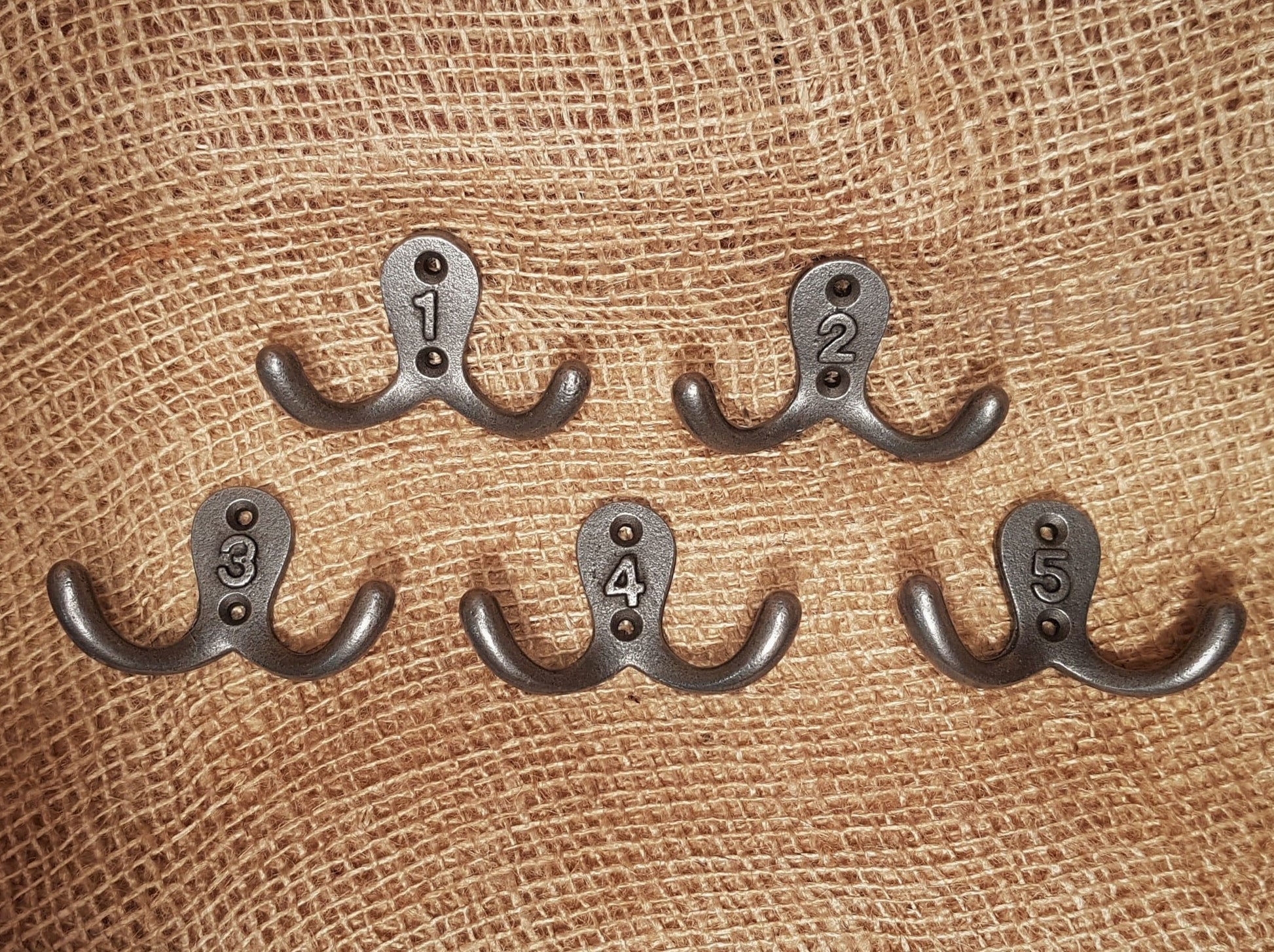 Double Robe Hooks - Numbered Set 1-5 - Spearhead Collection - Double Robe Hooks - Double Hooks, Hardware, Hooks, Sets