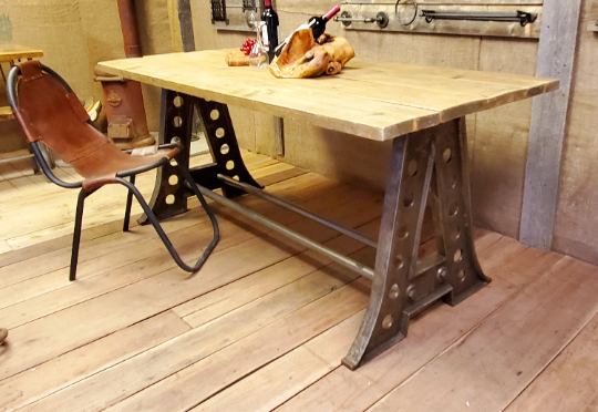 Eiffel - Vintage Industrial Table Frame Only - Spearhead Collection - Benches & Tables - Benches Stools & Tables, Reclaimed Barn Wood Furniture