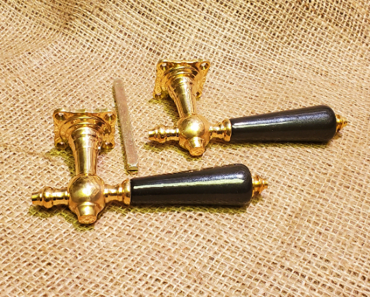 Ebony & Brass Door Handle set