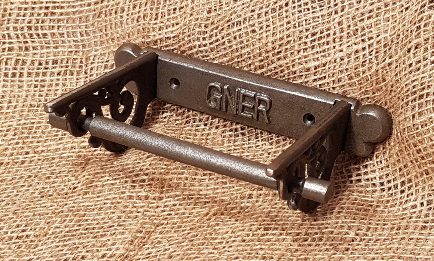 G.N.E.R. Scroll Sides - Vintage Toilet Paper Holder - Spearhead Collection - Toilet Paper Holders - Bathroom Decor, Home Decor, Toilet Paper Holders, Victorian