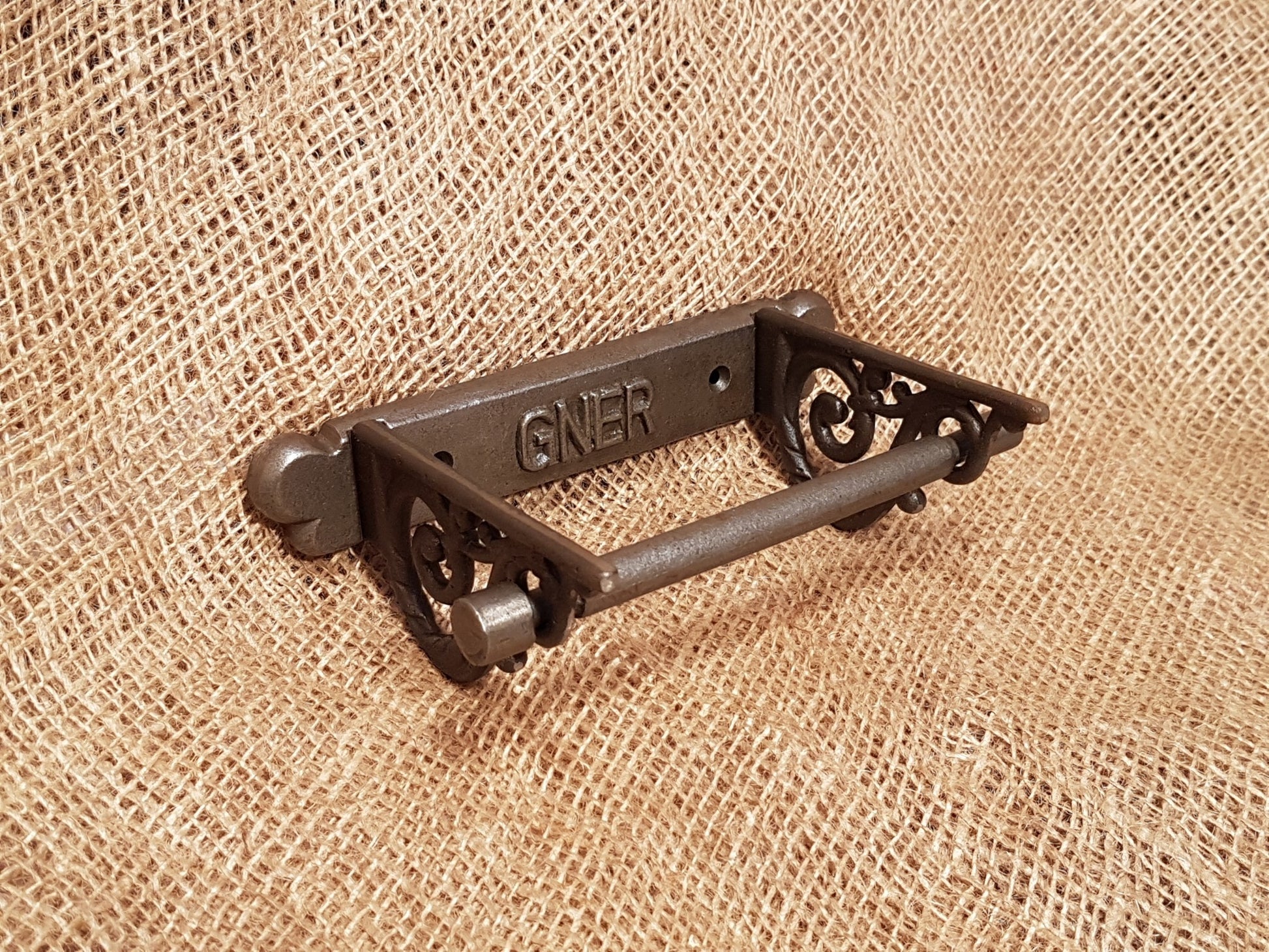G.N.E.R. Scroll Sides - Vintage Toilet Paper Holder - Spearhead Collection - Toilet Paper Holders - Bathroom Decor, Home Decor, Toilet Paper Holders, Victorian