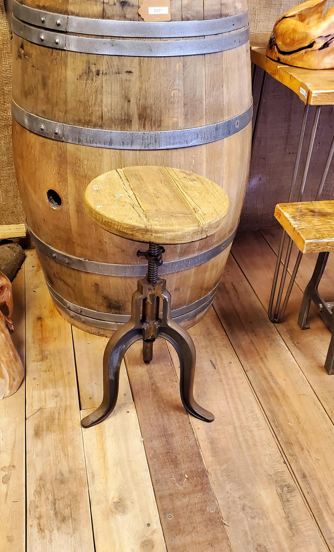 The 'Jameson' - Vintage Cast Iron Swivel Stool With Reclaimed Wood Top - Spearhead Collection - Stools - Seating