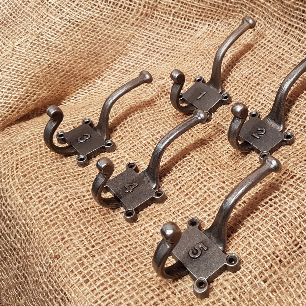 Retro Vintage Numbered 1-5 Hat & Coat Hook set - Spearhead Collection - Hat and Coat Hooks - Country Farmhouse, Hardware, Hat and Coat Hooks, Numbered Hooks