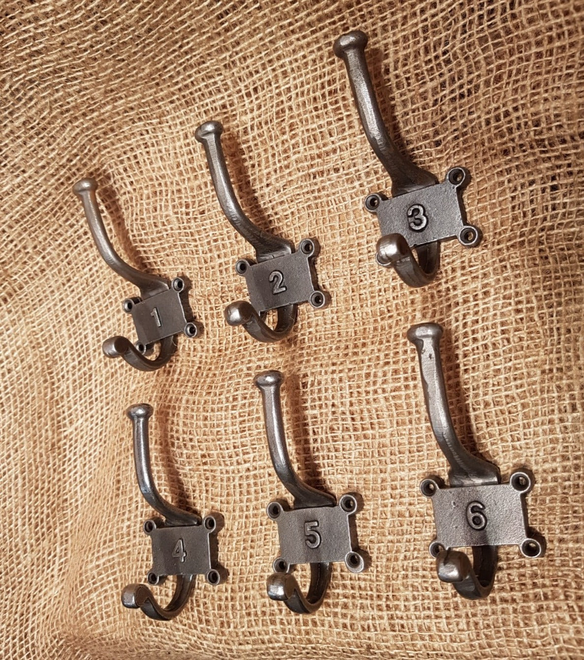 Retro Vintage Numbered 1- 6 Hat & Coat Hook Set - Spearhead Collection - Hat and Coat Hooks - Hardware, Hat and Coat Hooks, Numbered Hooks