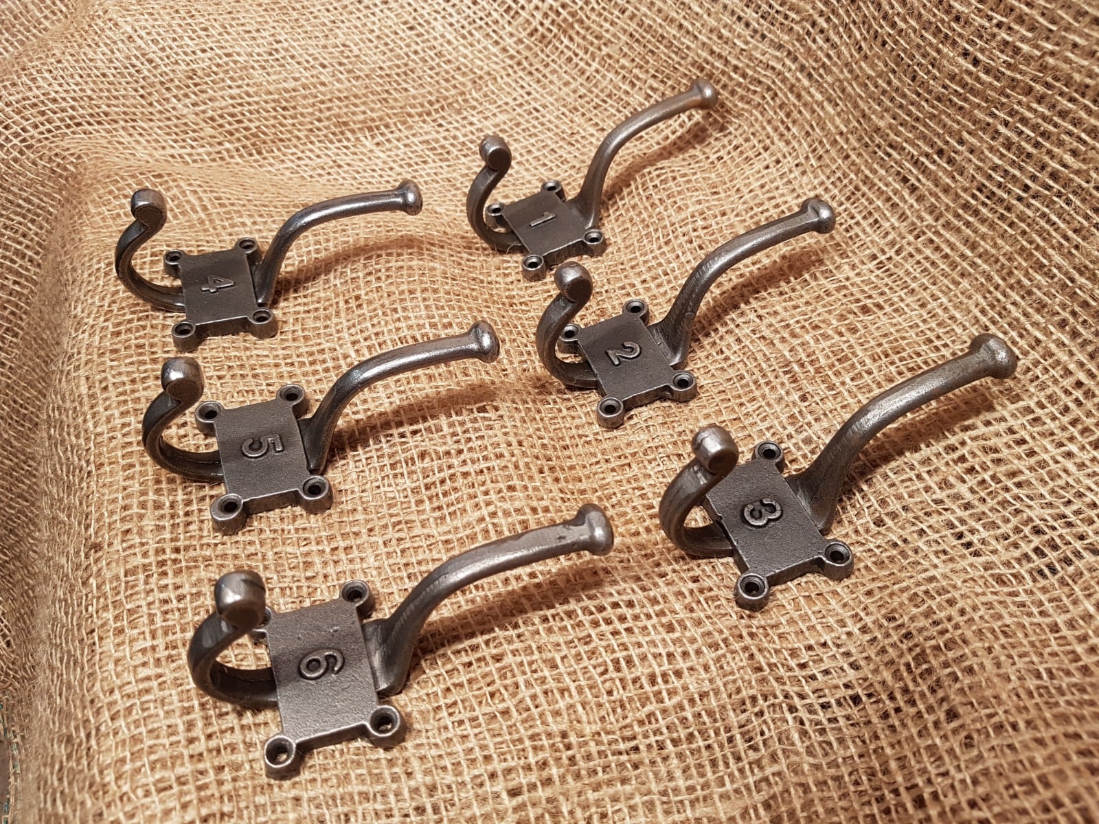 Retro Vintage Numbered 1- 6 Hat & Coat Hook Set - Spearhead Collection - Hat and Coat Hooks - Hardware, Hat and Coat Hooks, Numbered Hooks
