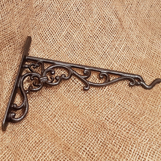 The Elverley Scroll Bracket with Hook End - Spearhead Collection - Misc. Brackets - Brackets, Exterior Decor, Hanging basket bracket, Hardware, Hooks, Support Brackets