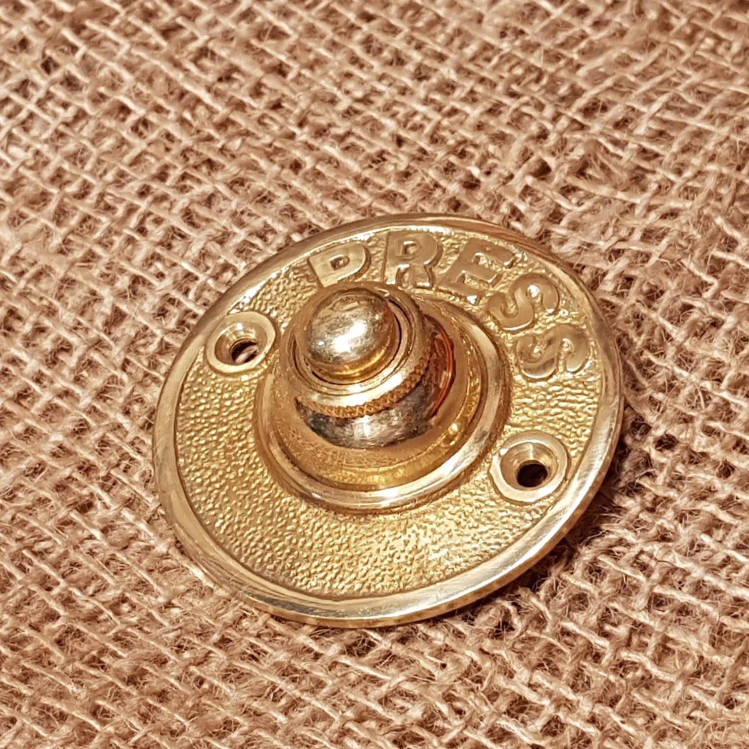 Door Bell Push - Round 'Press' - Brass - Spearhead Collection - Door Hardware - Brass, Door Bells, Entryway Hardware, Exterior Decor, Hardware