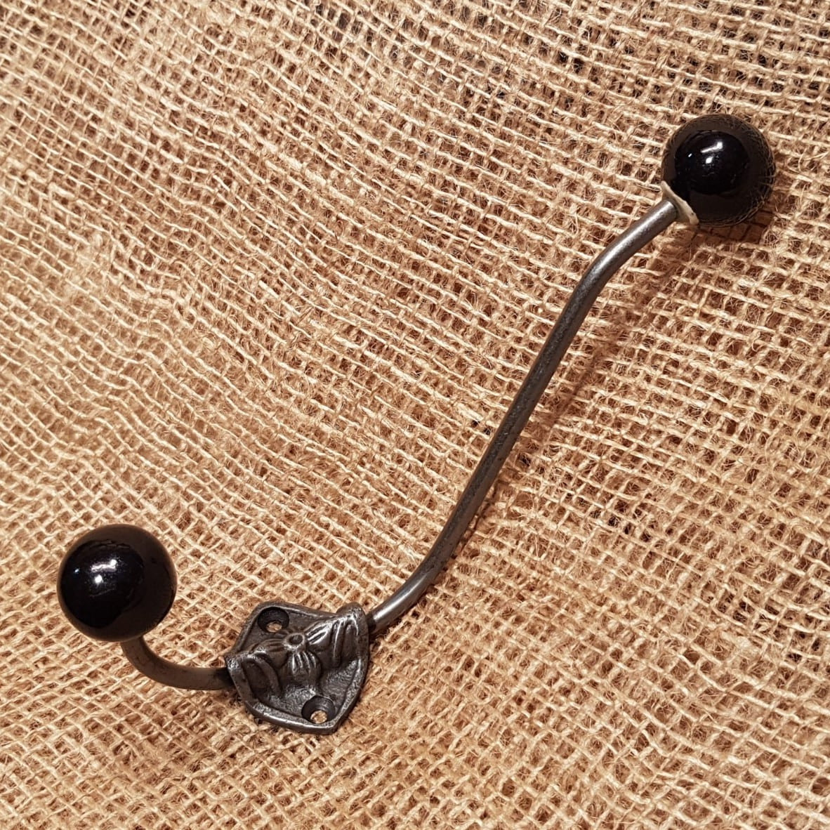 Rosette Ball End Hat & Coat Hook - Black - Spearhead Collection - Hat and Coat Hooks - Hat and Coat Hooks, Victorian