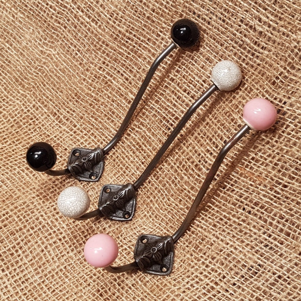 Rosette Ball End Hat & Coat Hook - Black - Spearhead Collection - Hat and Coat Hooks - Hat and Coat Hooks, Victorian