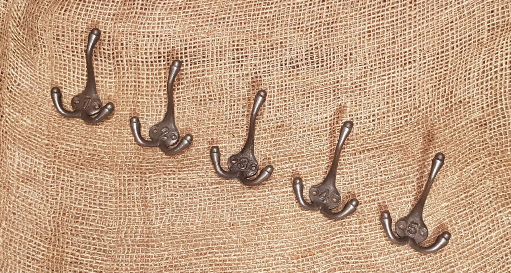 Triple Robe Hooks - Numbered set 1-5 - Spearhead Collection - Triple Robe Hooks - Triple Hooks